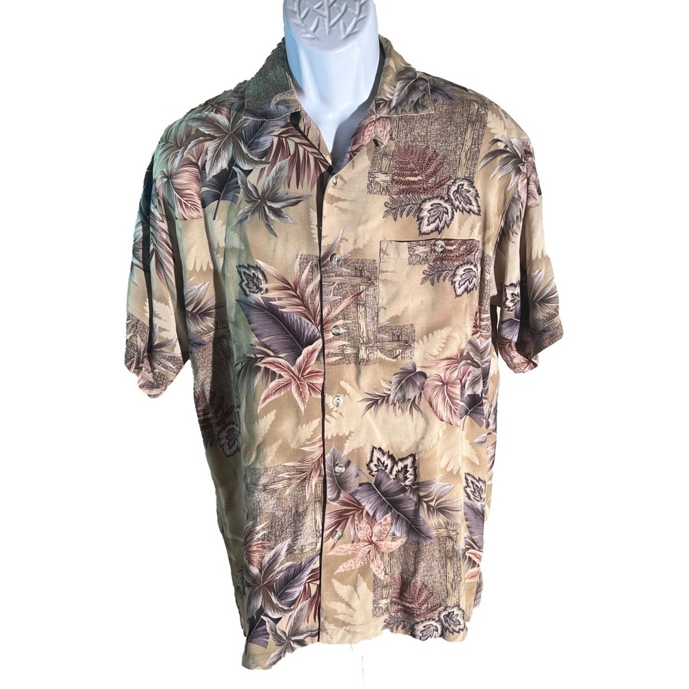 CARIBBEAN BLUES Men's Short Sleeve Button Down Rayon Hawaiian Shirt Medium